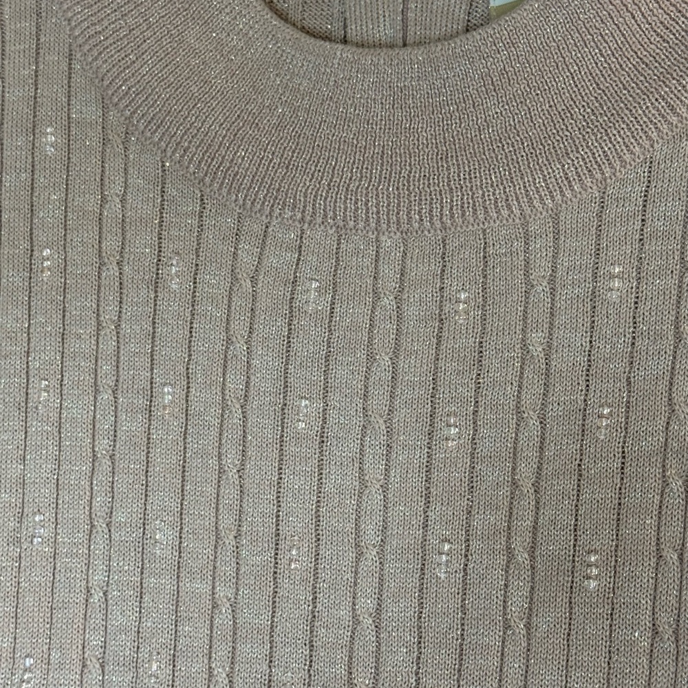 Alfred Dunner Pink Knit Short Sleeve Sweater Ribbed Sparkle Vintage Y2K Retro - Picture 2 of 7